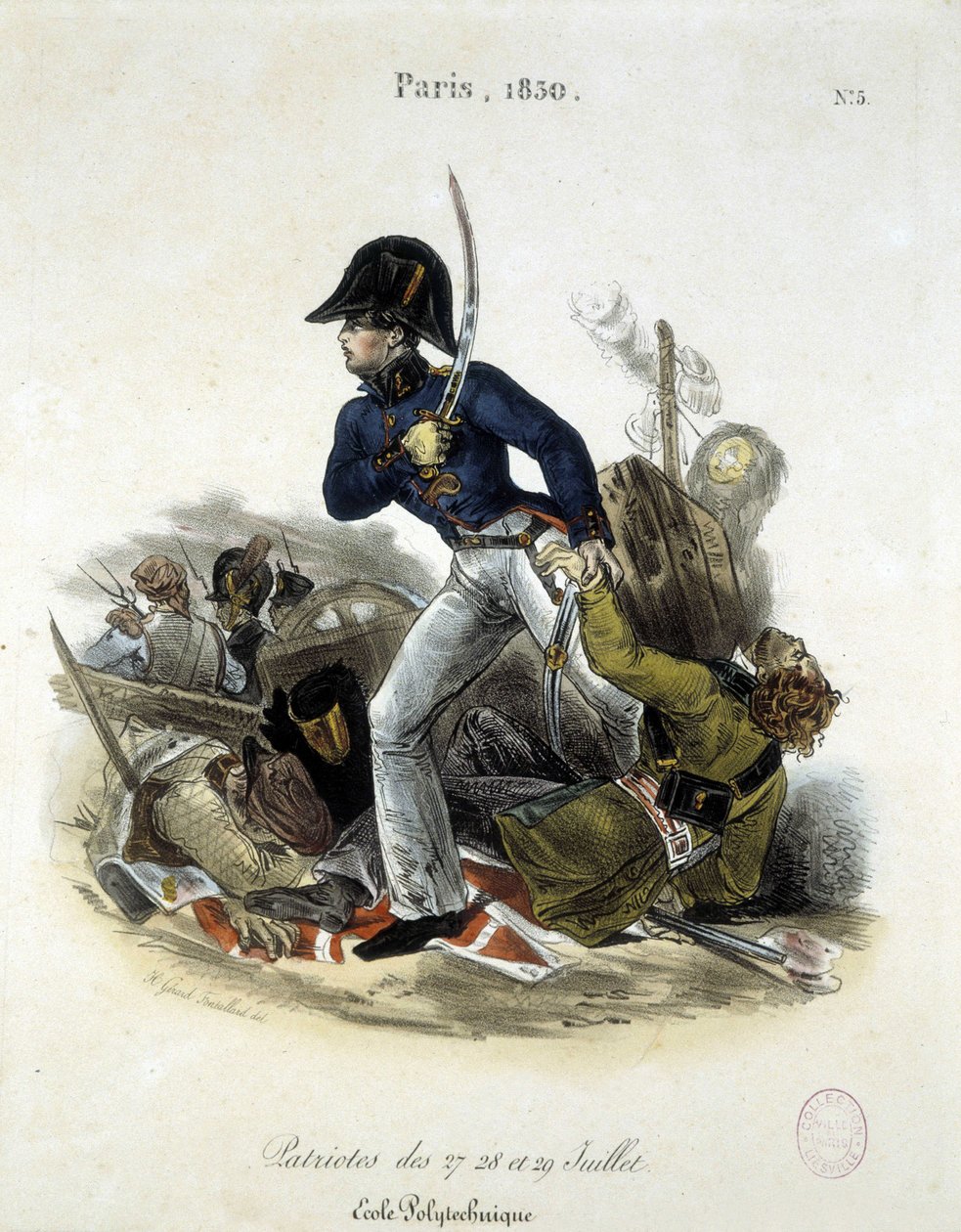 Politechnik w czasie rewolucji 1830 przez Lemerciera. autorstwa Alfred Leon Lemercier