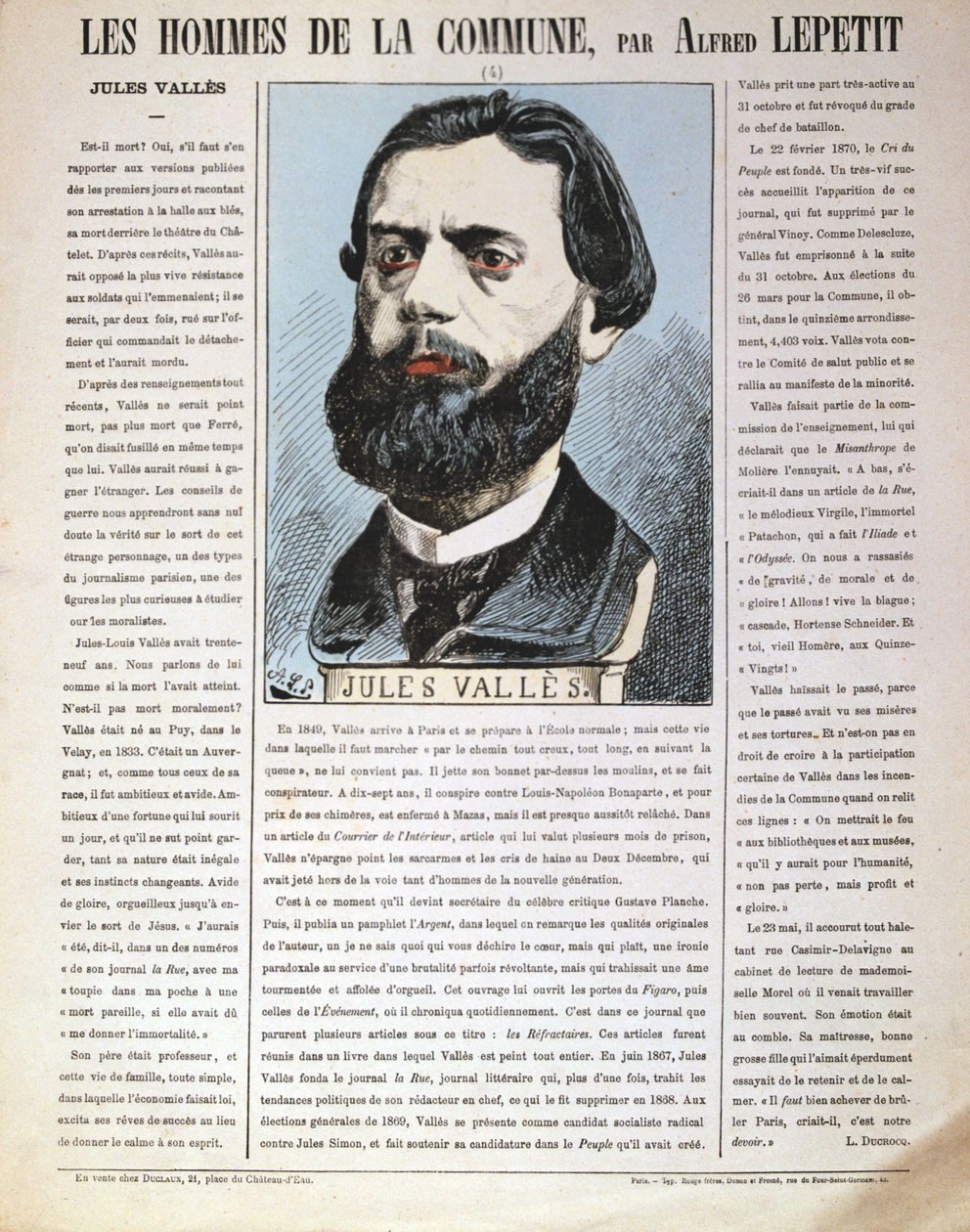 Jules Valles, francuski dziennikarz, autor i członek Komuny Paryskiej, 1871 autorstwa Alfred Lepetit