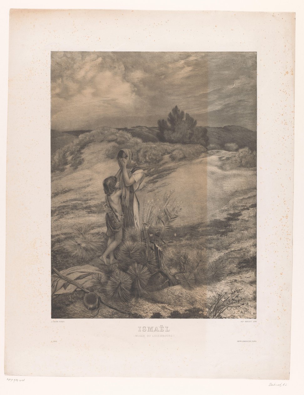 Hagar i Ismael na pustyni Ismaël (Musée du Luxembourg) (tytuł na obiekcie) autorstwa Alfred Louis Bahuet