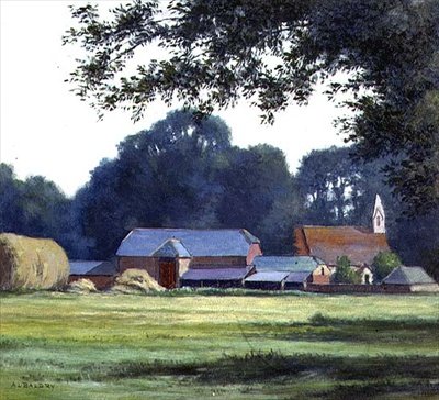 Farma, West Parley, Dorsetshire, 1909 (tempera) autorstwa Alfred Lys Baldry