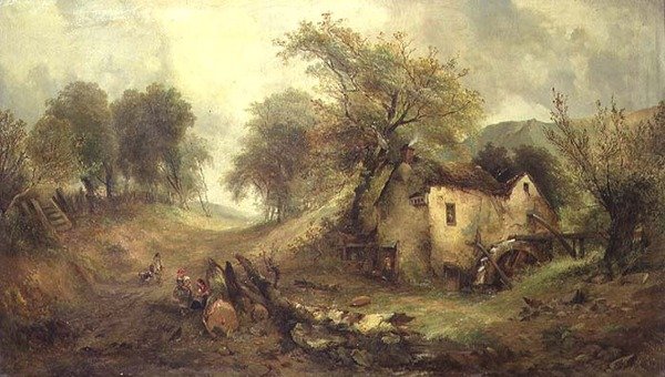 Dzieci na ścieżce przy młynie autorstwa Alfred Montague
