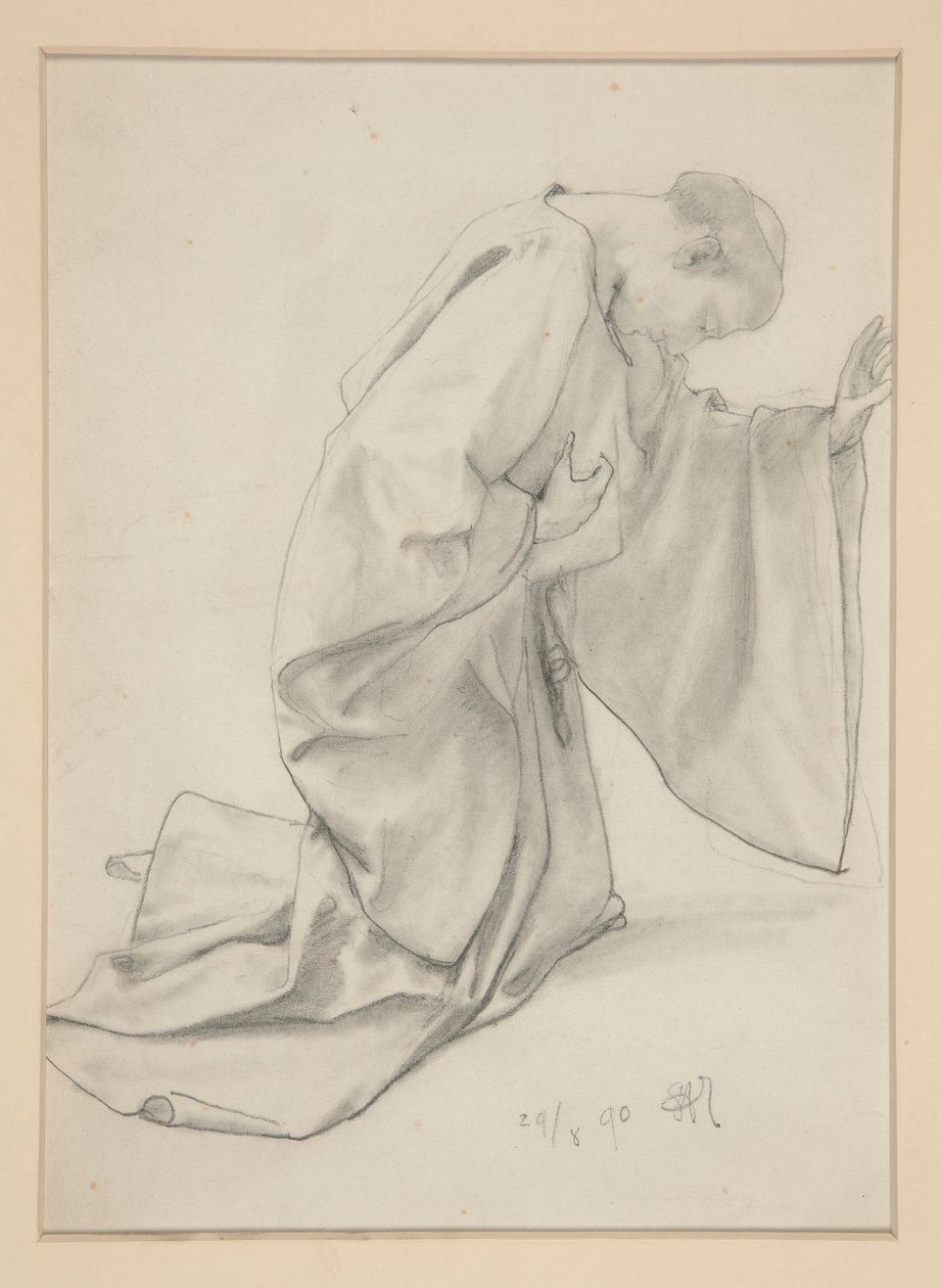Klęczący mnich autorstwa Alfred Parsons