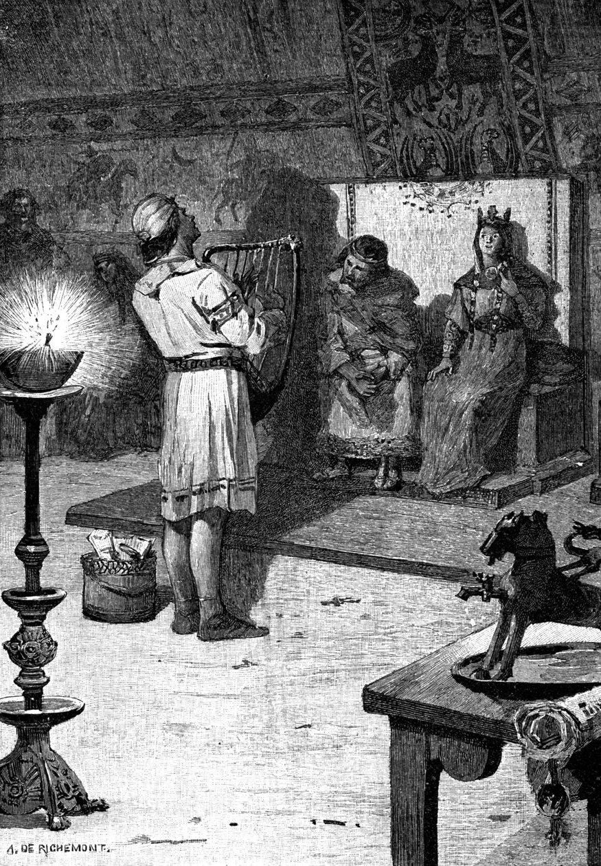 Minstrel Blondel, początek XX wieku (ilustracja) autorstwa Alfred Paul Marie (after) Richemont