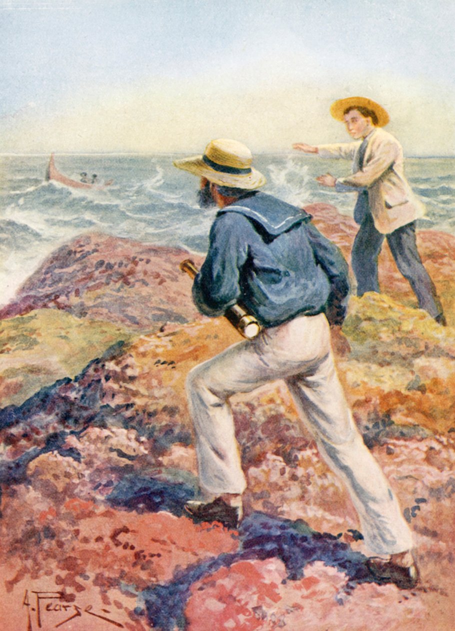 Boat ahoy (kolorowa litografia) autorstwa Alfred Pearse