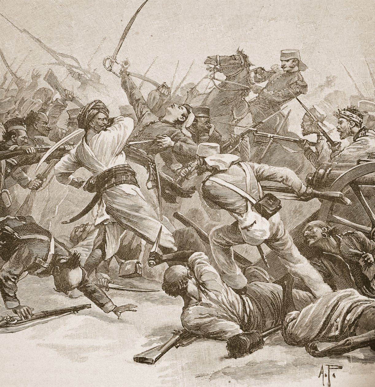 „To był bagnet do bagnetu”, ilustracja z „Bitwy XIX wieku” autorstwa Archibalda Forbesa, G.A. Henty i major Arthur Griffiths autorstwa Alfred Pearse