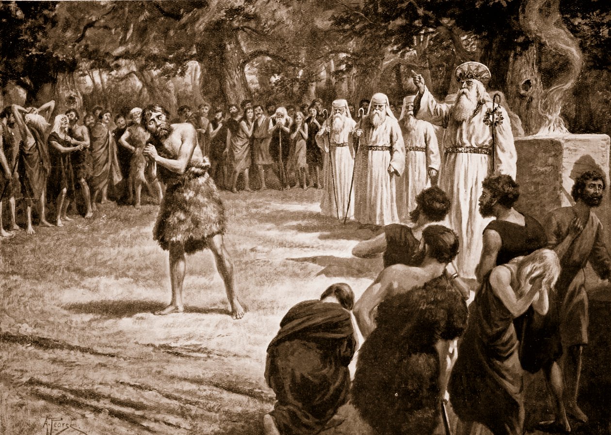Sprawiedliwość wymierzana przez druidów, ilustracja z „Hutchinson