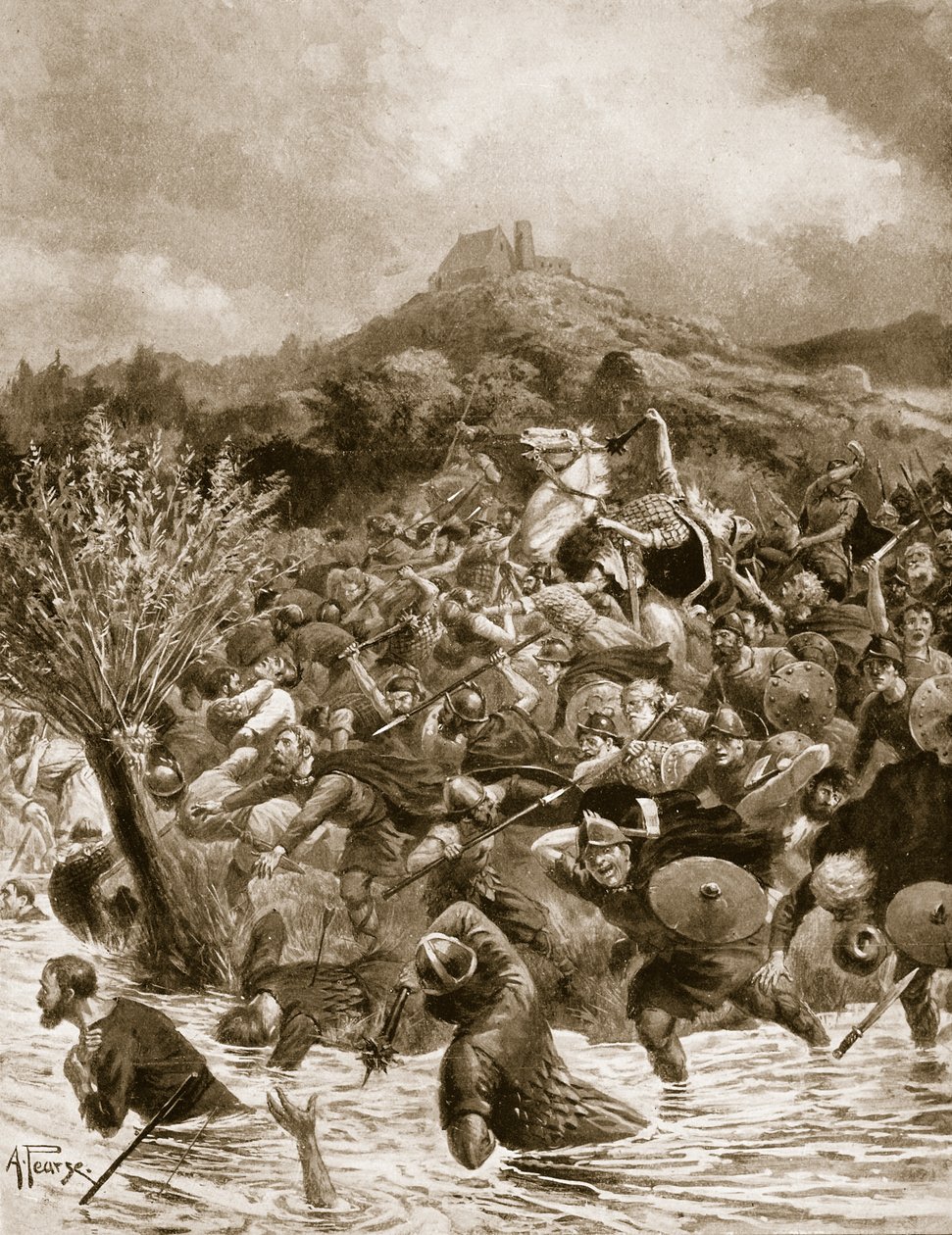 Król Penda zabity w Winwaedfield, 655, ilustracja z 