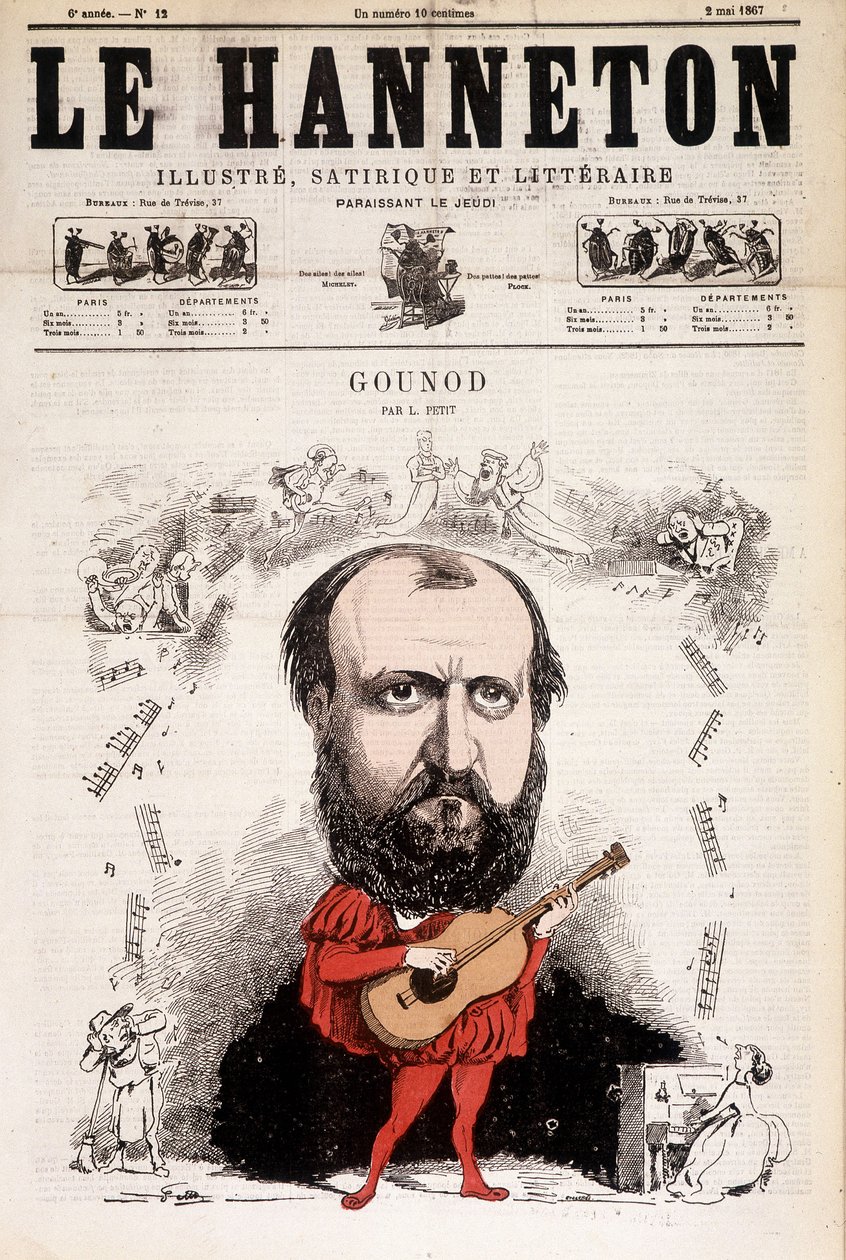Kapłan majowy 1867. Karykatura Charlesa Gounoda (1818 - 1893), francuskiego kompozytora. przez Alfreda Le Petité. autorstwa Alfred Petit