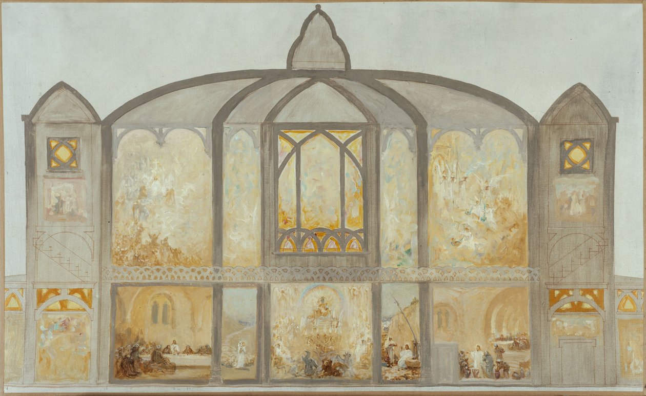 Szkic kościoła Saint-Jean de Montmartre, około 1900 (olej) autorstwa Alfred Plauzeau