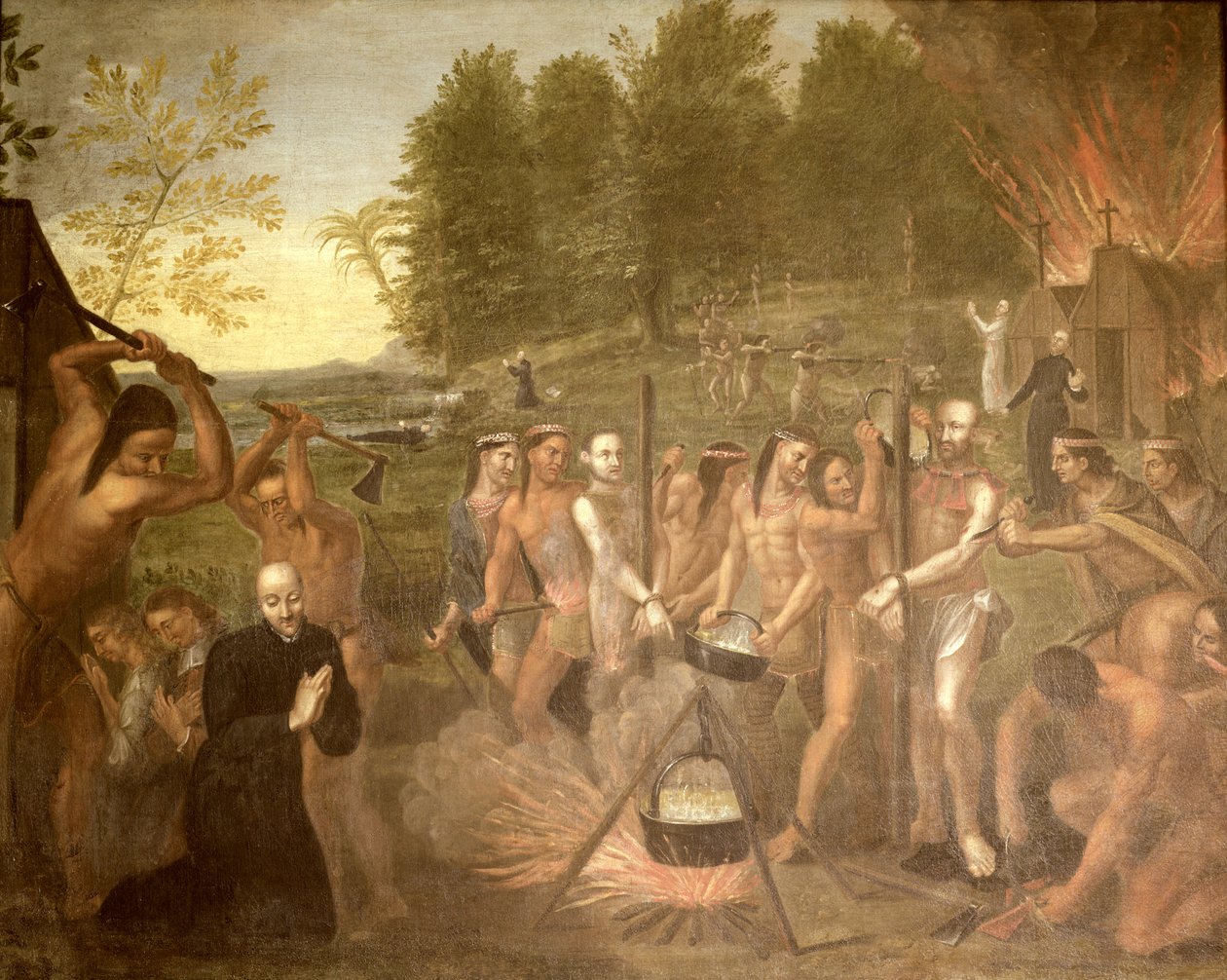 Męczeństwo trzech księży jezuitów, 1649 autorstwa Alfred Pommier