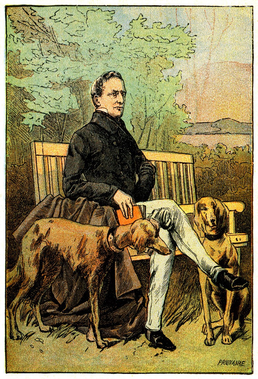 Poeta Alphonse de Lamartine ze swoimi psami autorstwa Alfred Prunaire