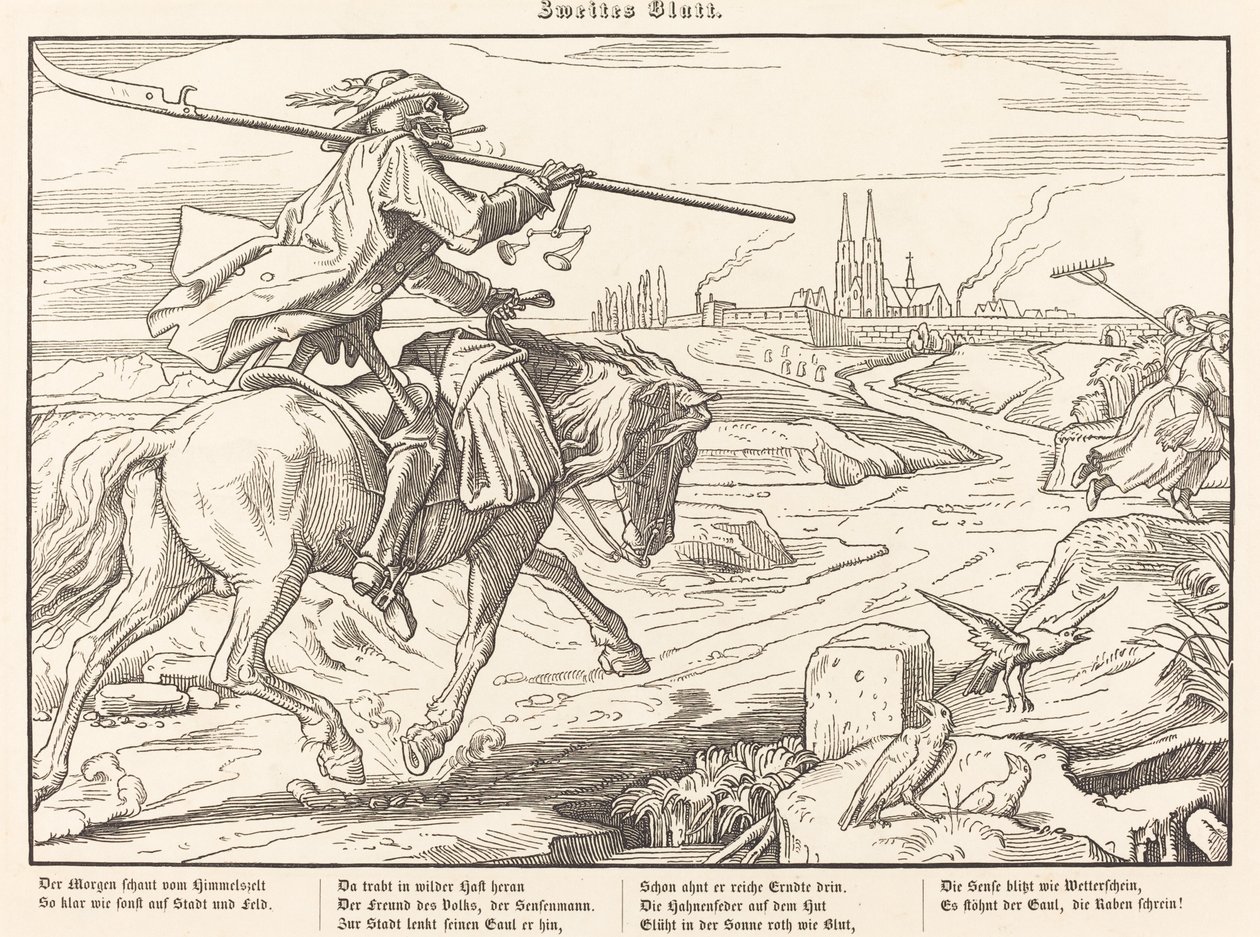 Również Taniec Śmierci II autorstwa Alfred Rethel
