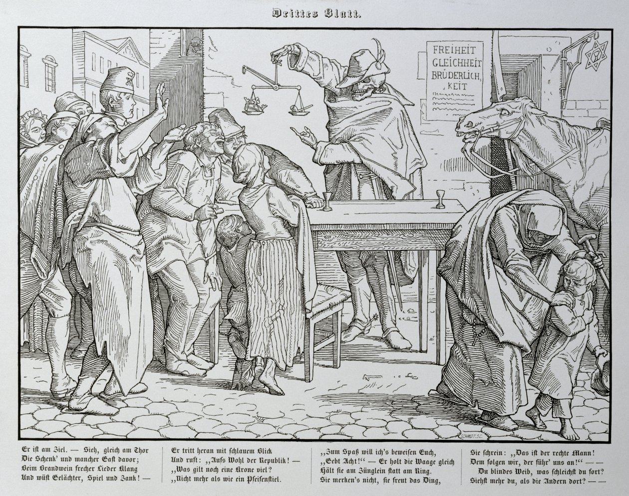 Śmierć przed domem publicznym, z „Kolejnego tańca śmierci” wydanego przez Georga Wiganda w Lipsku, 1849 r. autorstwa Alfred Rethel