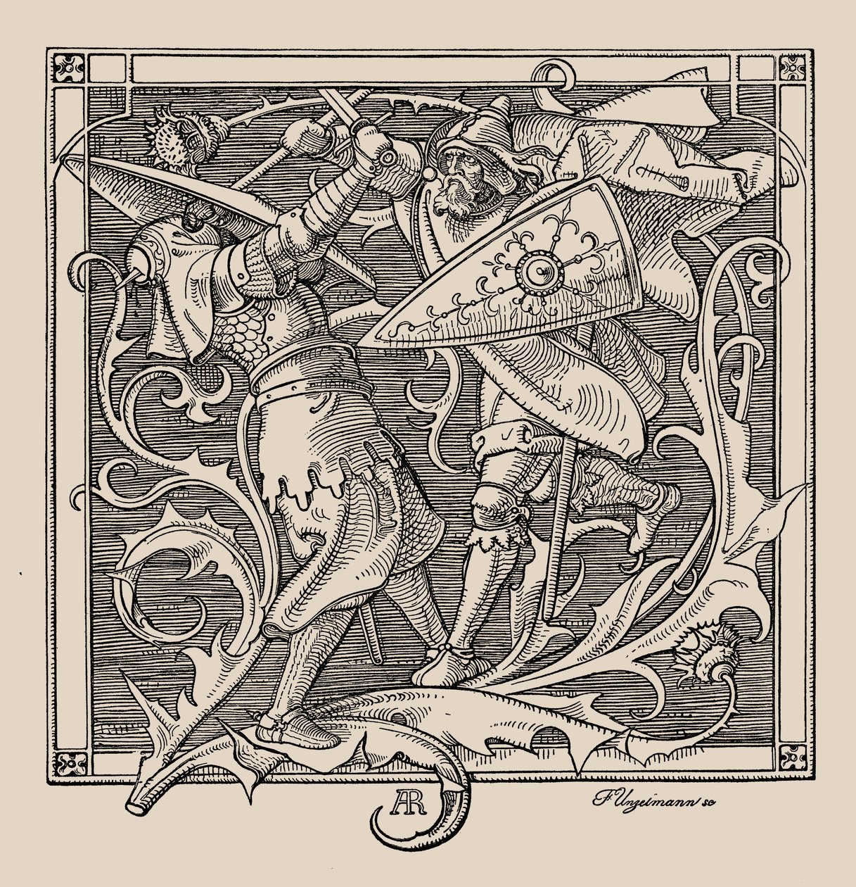 Nibelungowie. Hagen z Troneck zabija Iringa, 1840-1841. autorstwa Alfred Rethel