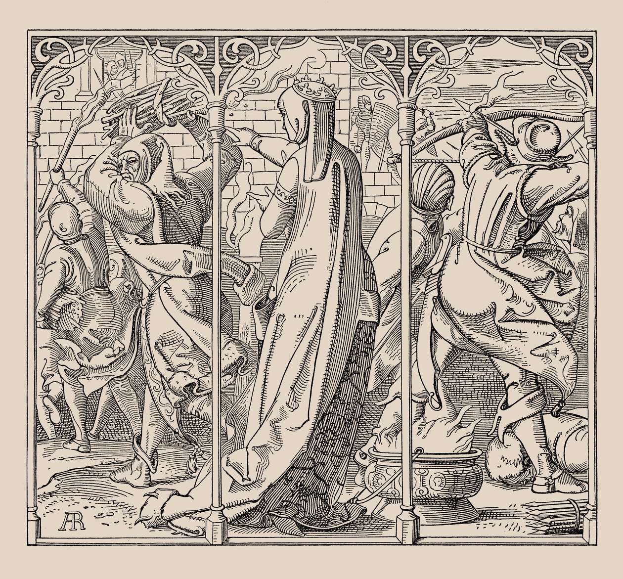 Die Nibelungen. Jak królowa wydała rozkaz spalenia sali, 1840-1841. autorstwa Alfred Rethel