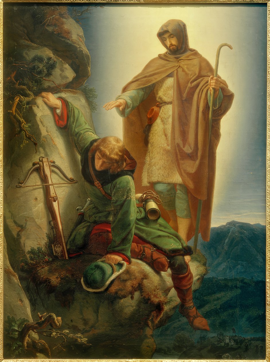 Anioł Stróż ratuje Maksymiliana w Martinswand / Rethel autorstwa Alfred Rethel