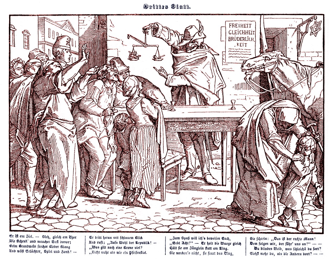 Totentanz 1848: Śmierć dowodzi, że wszyscy ludzie są równi autorstwa Alfred Rethel