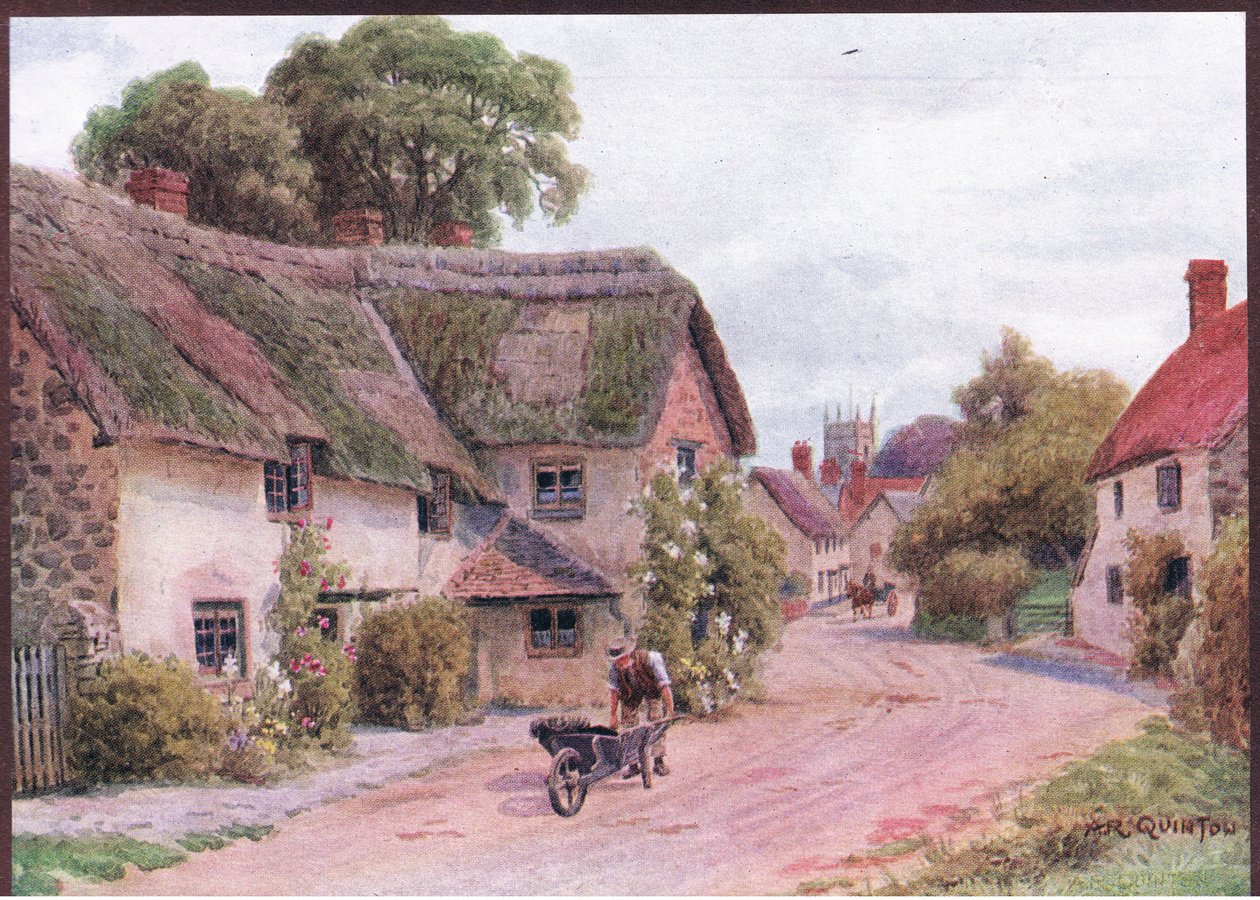 Carhampton, Somerset, z The Cottages and the Village Life of Rural England wydanej przez Dent & Sons Limited autorstwa Alfred Robert Quinton