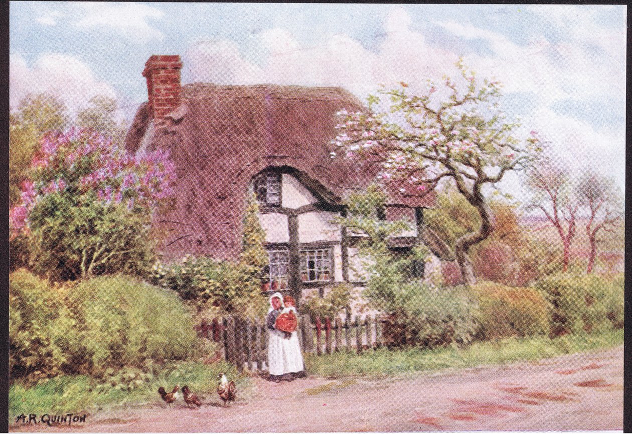 Lilac and Apple Blossoms, Harvington, Worcester, z The Cottages and the Village Life of Rural England wydanej przez Dent & Sons Limited, 1912 autorstwa Alfred Robert Quinton