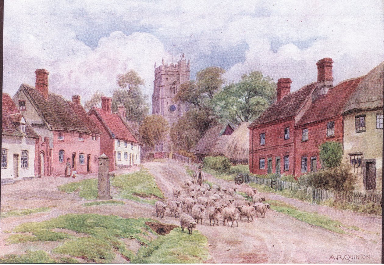 Monks Eleigh, Suffolk, z The Cottages and the Village Life of Rural England wydanej przez Dent & Sons Limited autorstwa Alfred Robert Quinton