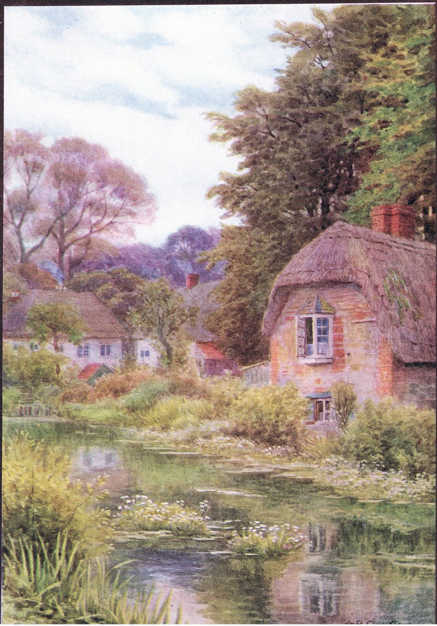 Na Avon nad jeziorem, niedaleko Salisbury, z książki The Cottages and the Village Life of Rural England wydanej przez Dent & Sons Limited autorstwa Alfred Robert Quinton