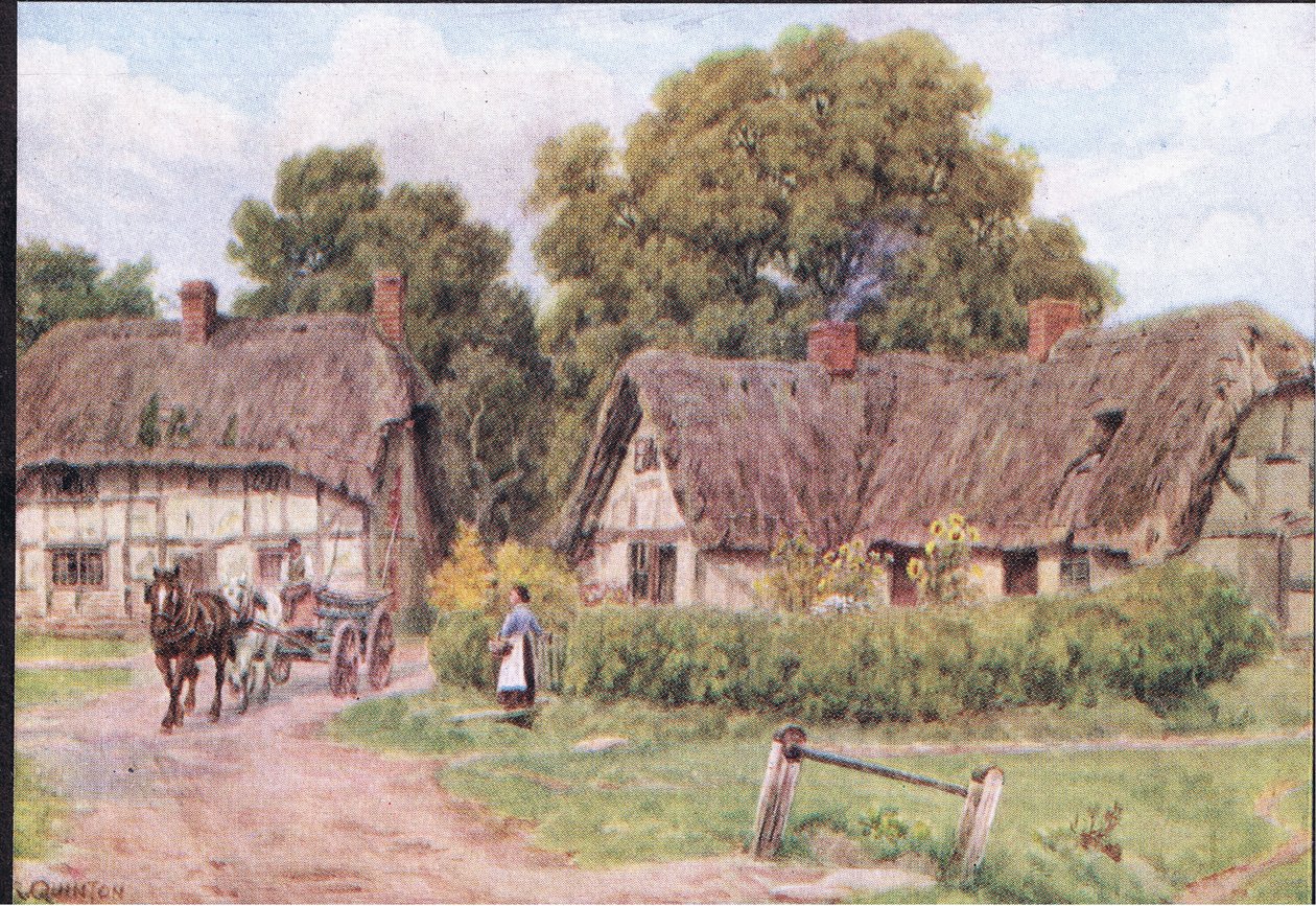 West Hagbourne, Berkshire, z The Cottages and the Village Life of Rural England opublikowane przez Dent & Sons Limited, 1912 autorstwa Alfred Robert Quinton