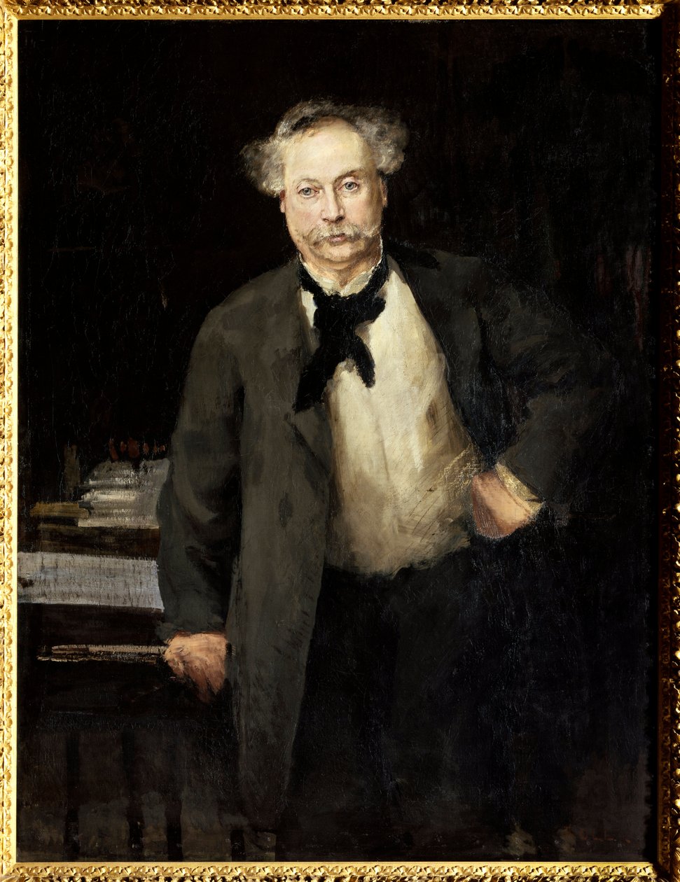Portret Alexandre Dumas Jr. (1824-1895), francuskiego pisarza. Obraz Alfreda Philippe Rolla (1846-1919) autorstwa Alfred Roll