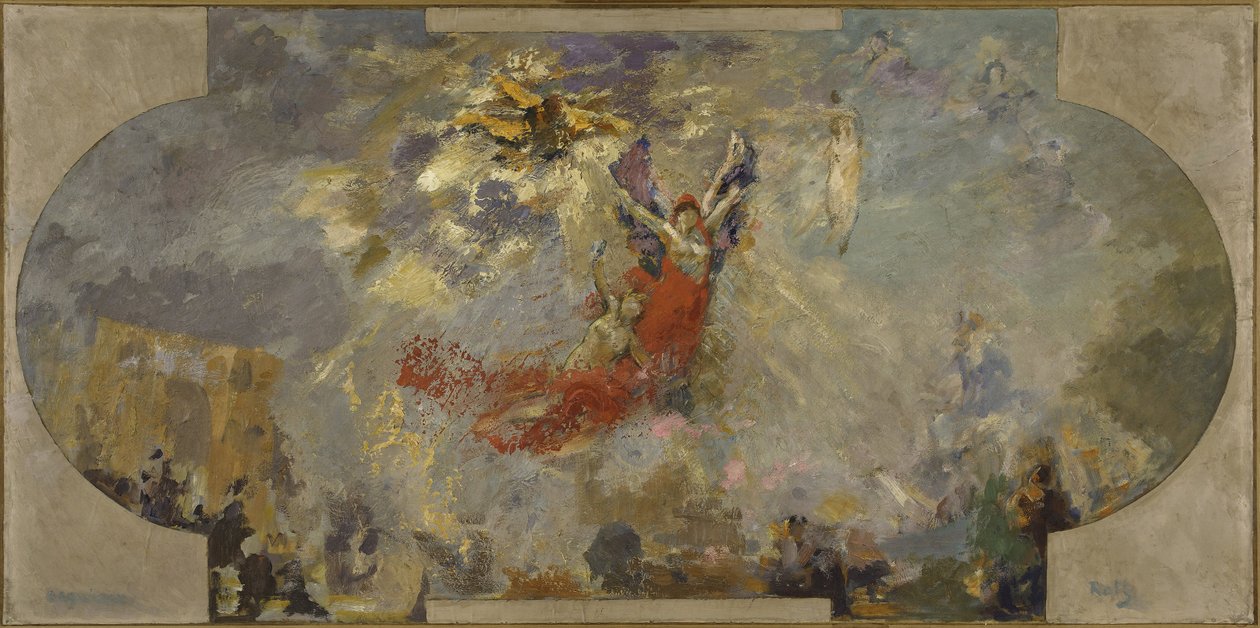 Szkic do Petit Palais, galeria południowa: Apoteoza (centralny sufit), między 1906 a 1913 (olej na płótnie na drewnie) autorstwa Alfred Roll