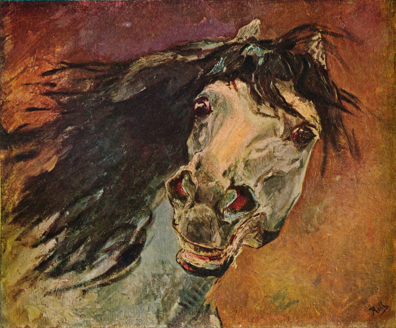 Głowa konia andaluzyjskiego, ok. 1910 r. autorstwa Alfred Roll