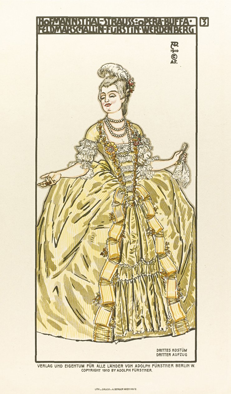 Kostiumy do opery Der Rosenkavalier Rycerz róży Richarda Straussa, 1910 autorstwa Alfred Roller