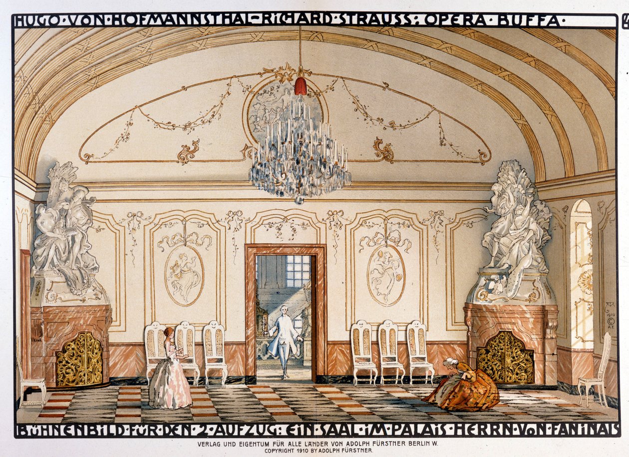Richard Strauss: Der Rosenkavaliert (The Rosenkavalier) Scenografia autorstwa Rollera. II akt autorstwa Alfred Roller