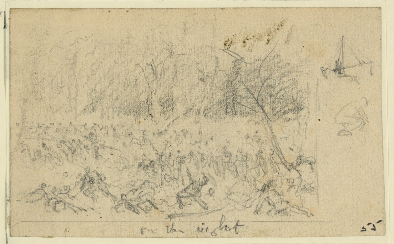 Szorstki szkic sceny bitwy autorstwa Alfred Rudolph Waud