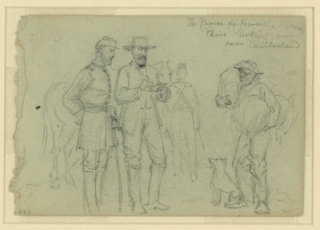 Książę de Joinville szkicujący „Paryż” patrzący, w pobliżu Cumberland autorstwa Alfred Rudolph Waud