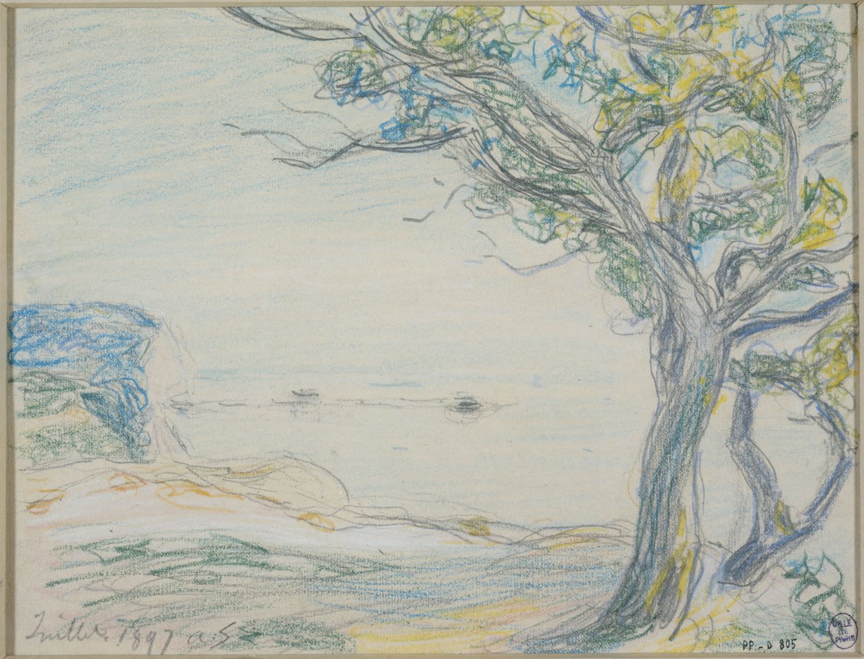 Drzewa nad morzem autorstwa Alfred Sisley