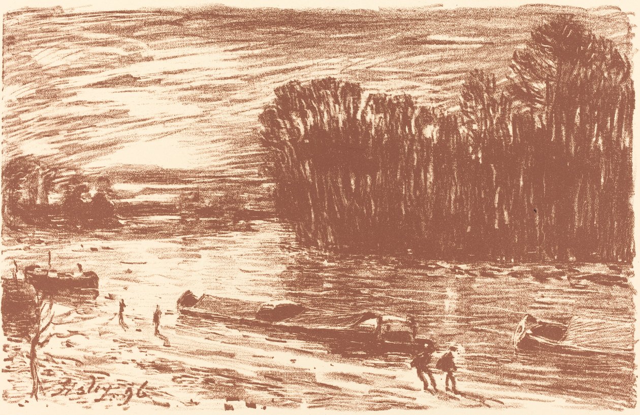 Banks of the Loing w pobliżu Saint-Mammes Bords du Loing, pres Saint-Mammes, 1896. autorstwa Alfred Sisley