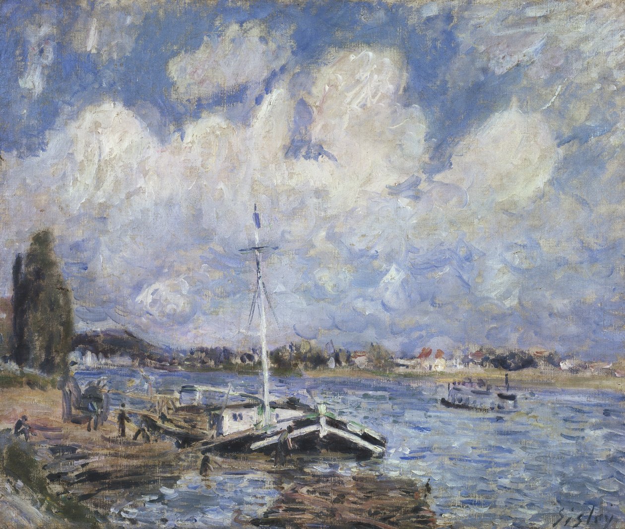 Łodzie na Sekwanie, ok. 1877 r. autorstwa Alfred Sisley