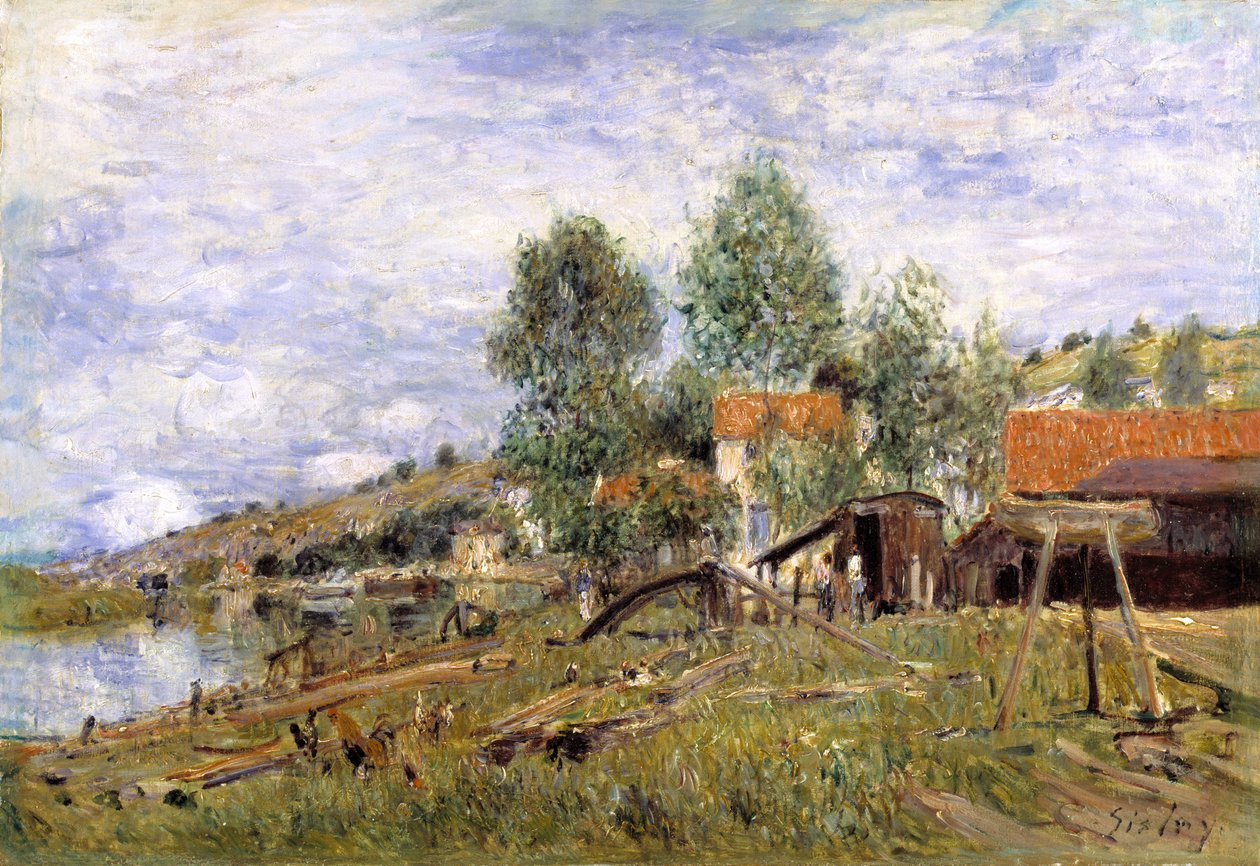 Stocznia w Saint-Mammes autorstwa Alfred Sisley