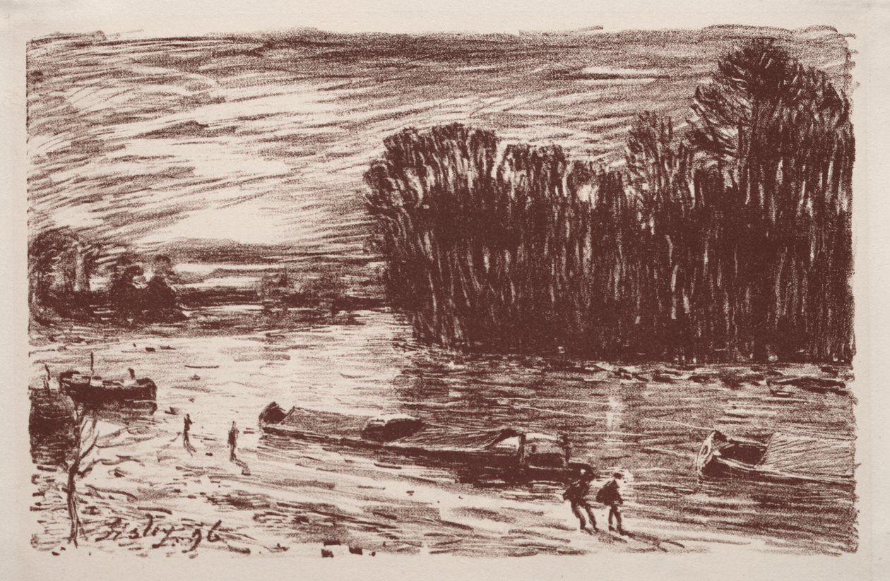 Banks of the Loing, niedaleko Saint-Mammès autorstwa Alfred Sisley