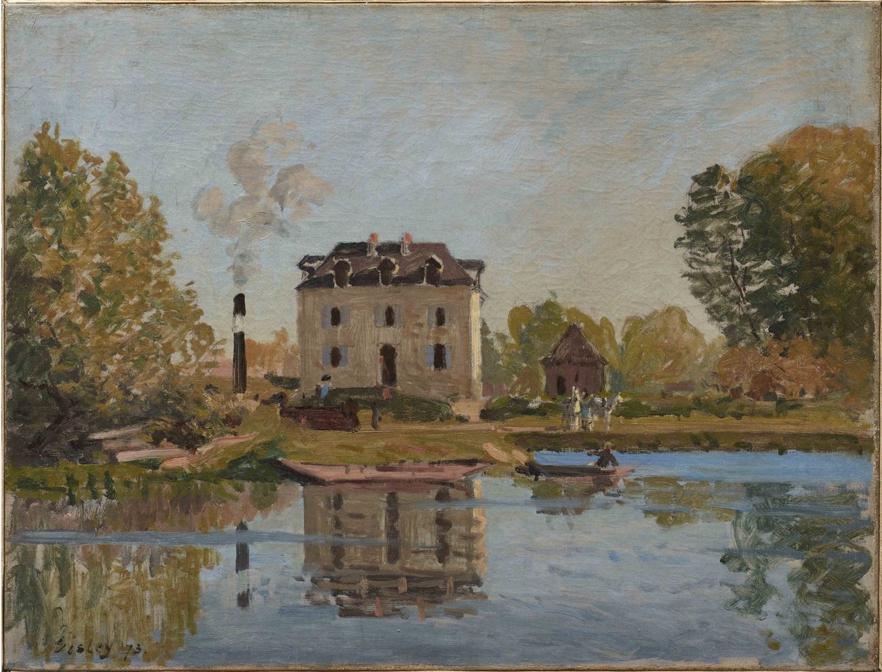 Fabryka nad brzegiem Sekwany, Bougival autorstwa Alfred Sisley