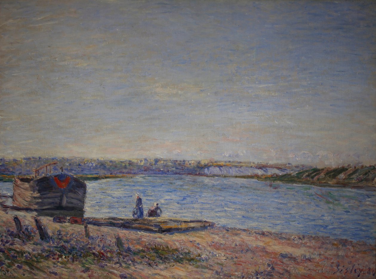Francuski: Les Côteaux de Veneux, widziane z Saint Mammès autorstwa Alfred Sisley