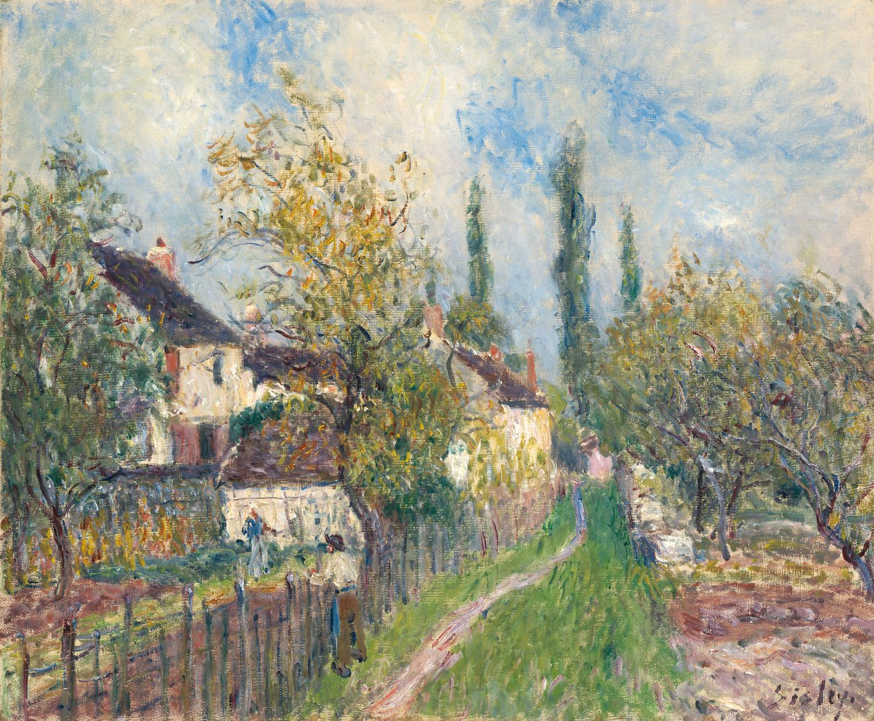 Francuski: Un sentier aux Sablons Ścieżka w Les Sablons autorstwa Alfred Sisley