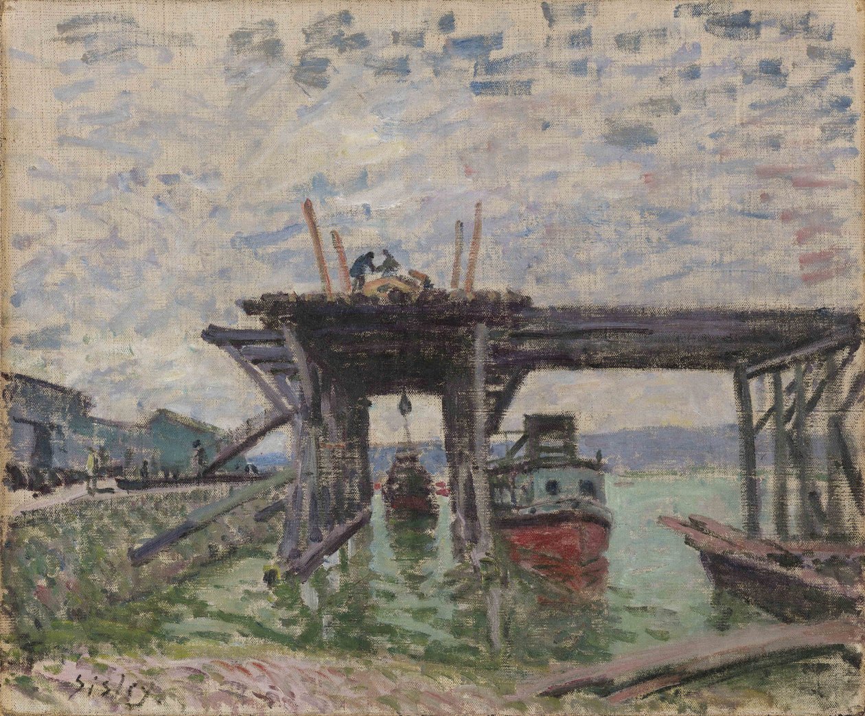 Niemcy: Most w budowie Garaż dla łodzi rzecznych autorstwa Alfred Sisley