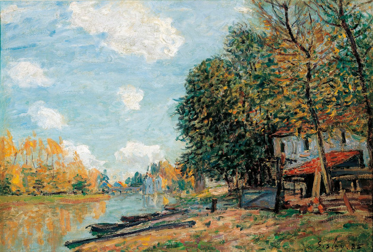 Moret, Les Rives de la riviere Loing - Peinture de Alfred Sisley (1839-1899) - Moret, Brzegi rzeki Loing - Olej na płótnie autorstwa Alfreda Sisleya (1839-1899) autorstwa Alfred Sisley