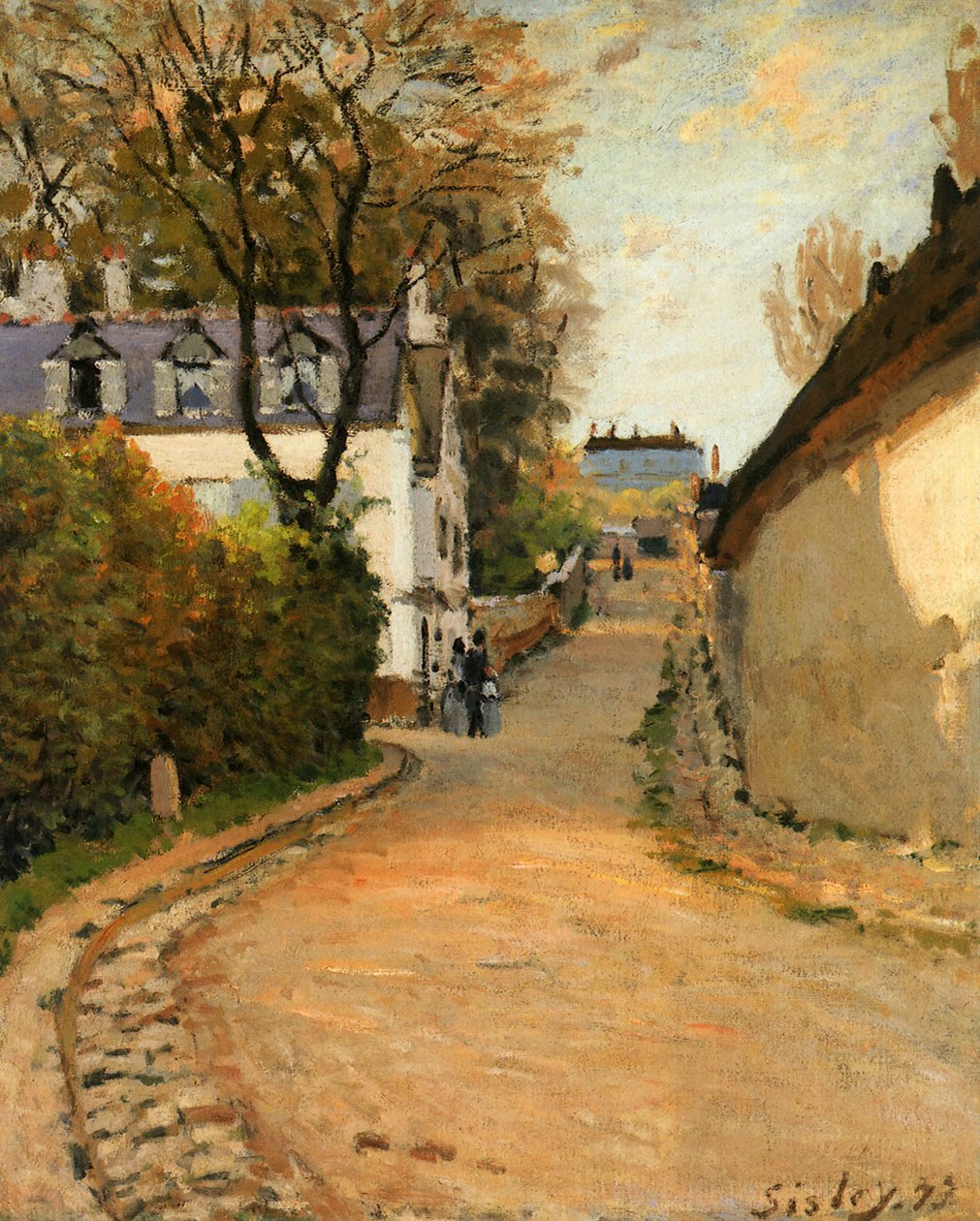 Rue de la Princesse, Louveciennes, patrząc na północ, ok. 1873 r. (olej na płótnie) autorstwa Alfred Sisley