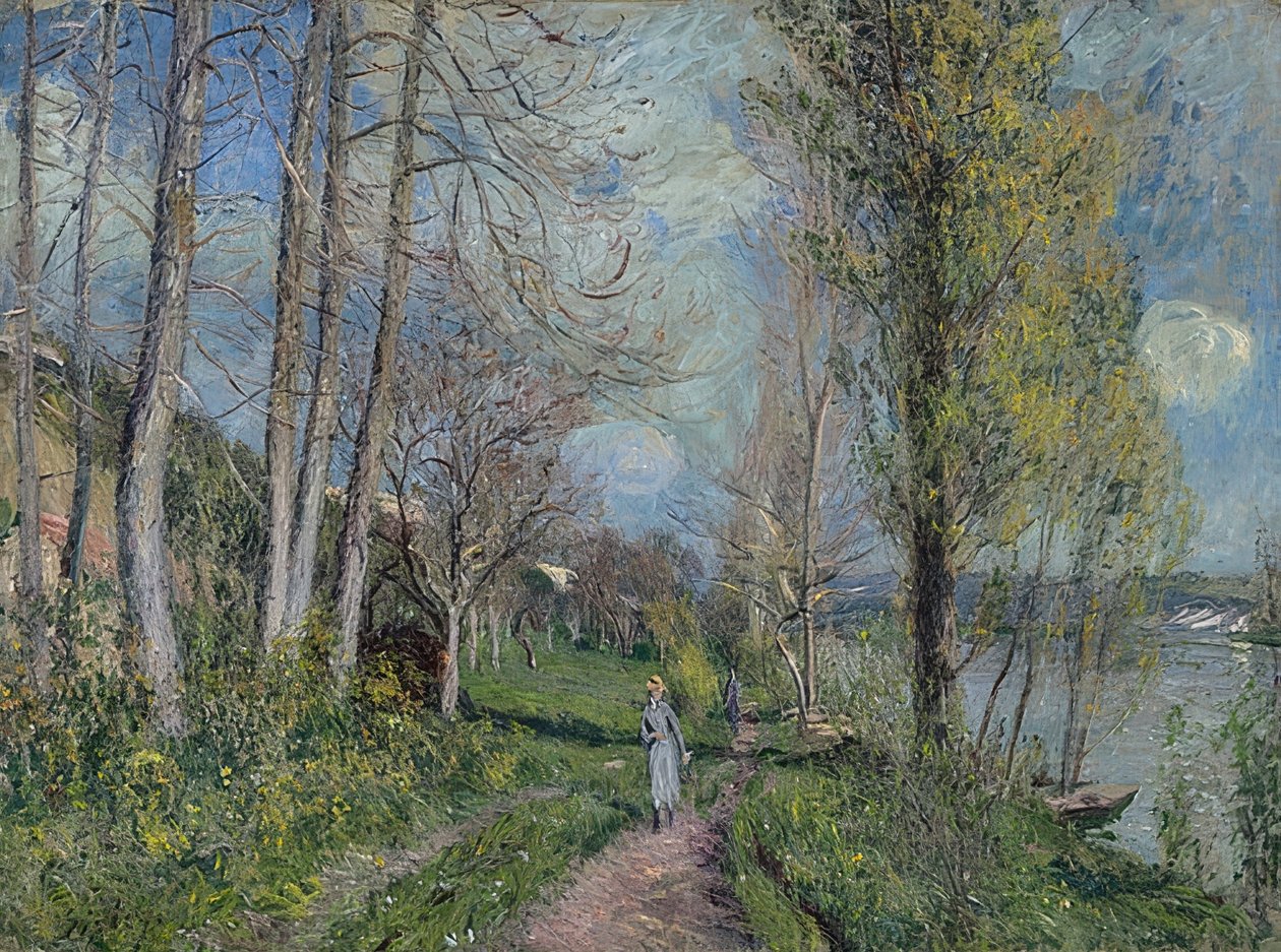 Brzegi Sekwany w By. Około 1880--81 autorstwa Alfred Sisley