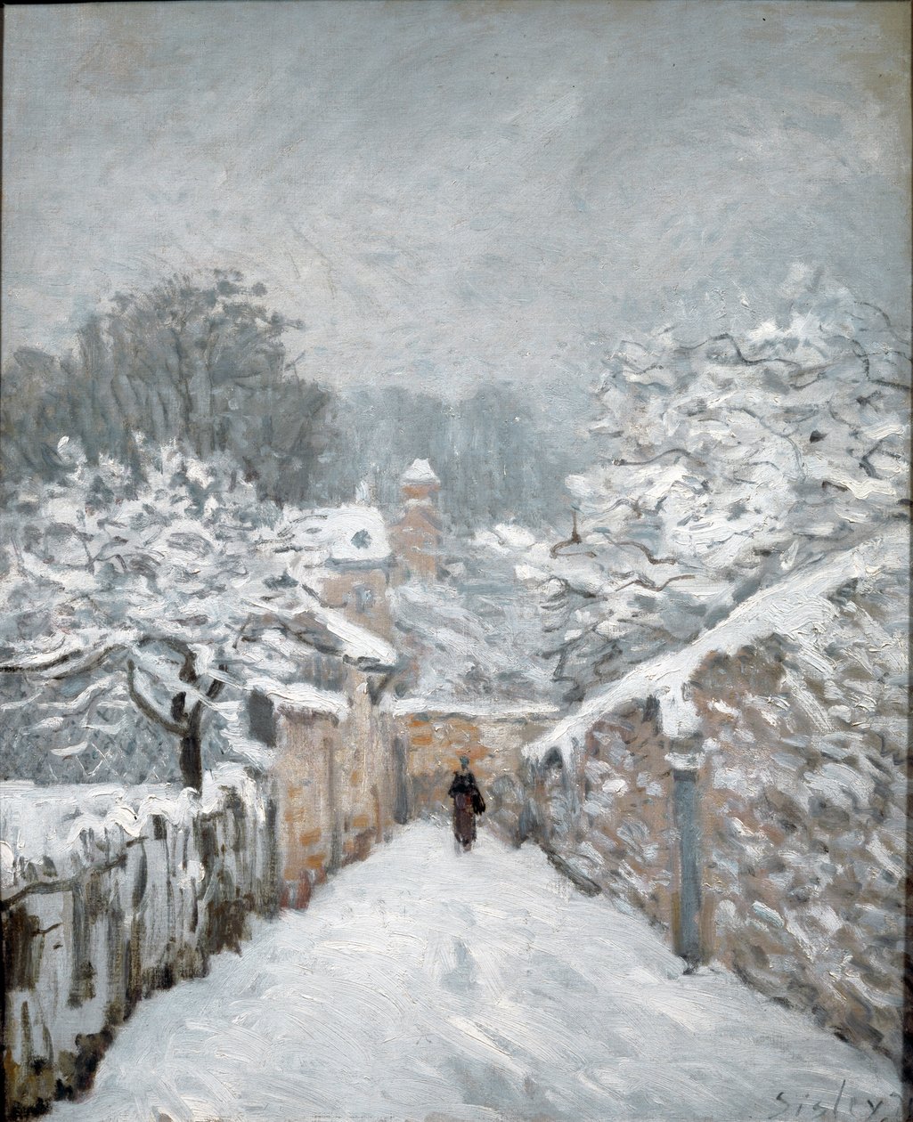 Śnieg w Louveciennes. Olej na płótnie autorstwa Alfred Sisley