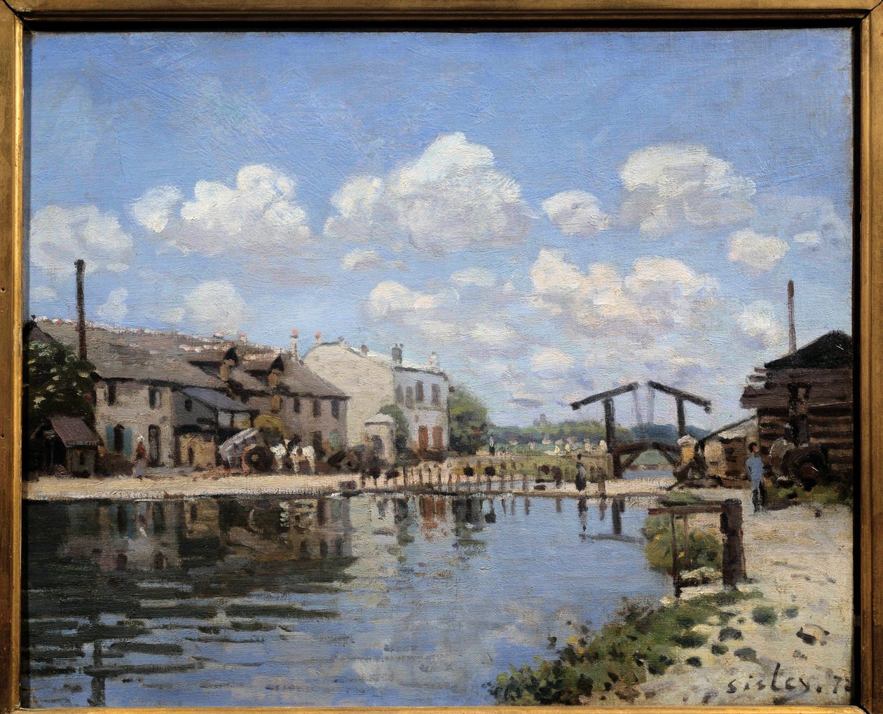 Kanał św. Marcina w Paryżu w 1872 r. Widok na zamek. Obraz Alfreda Sisleya (1839-1899) 1872 wym. 0,38 x 0,46 m Paryż, musee d