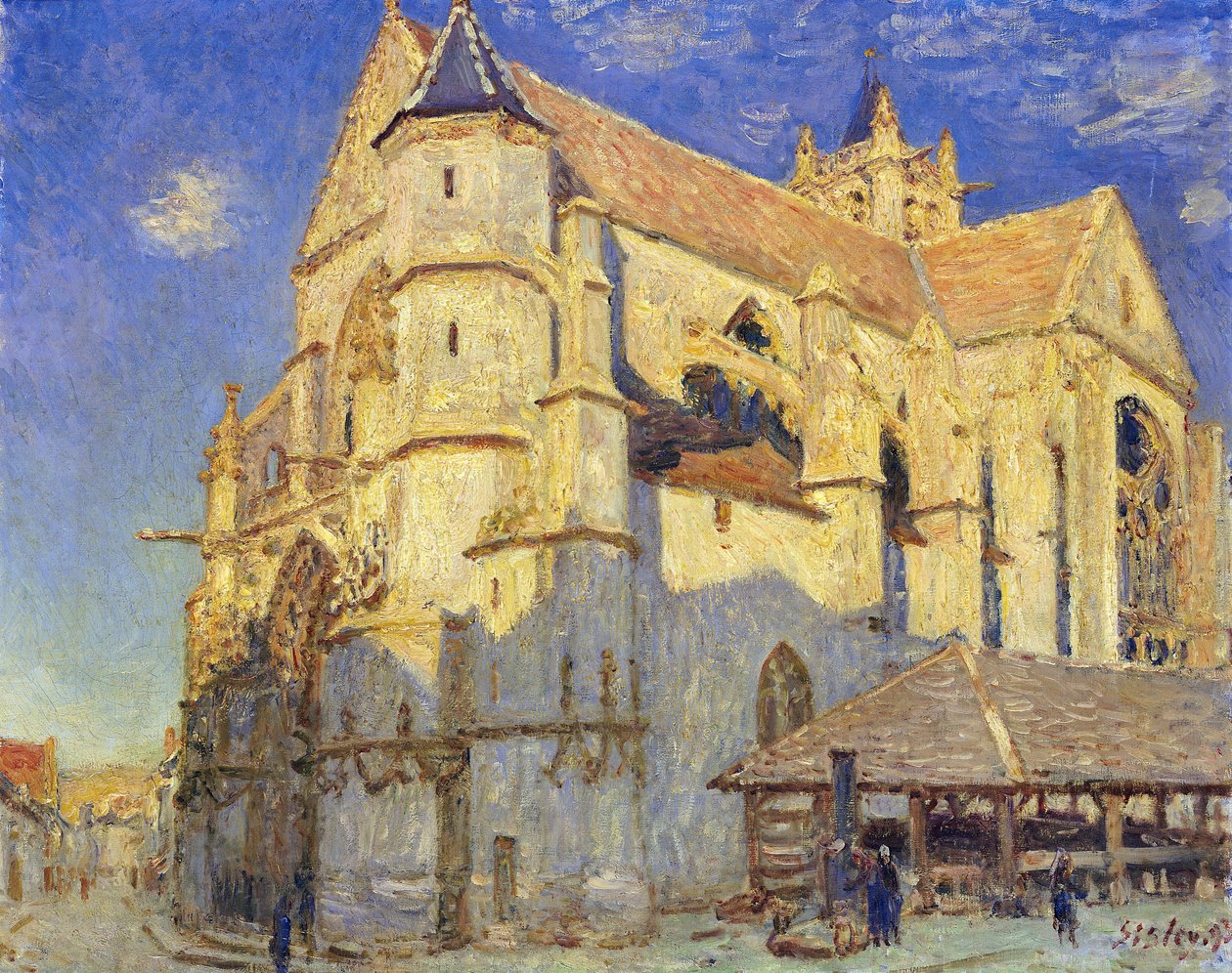 Kościół w Moret, mroźna pogoda, 1893 autorstwa Alfred Sisley