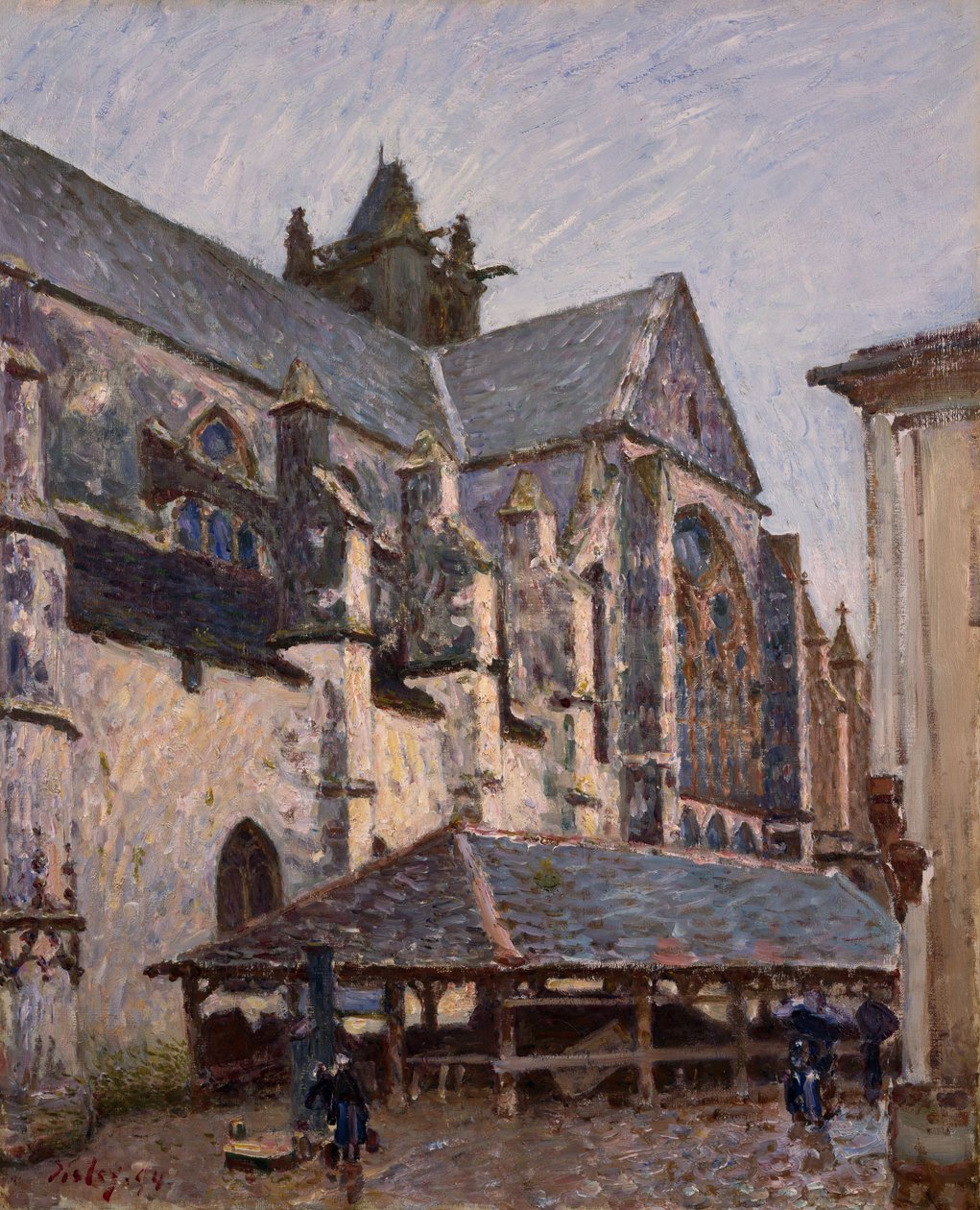 Kościół w Moret w deszczu, 1894 autorstwa Alfred Sisley