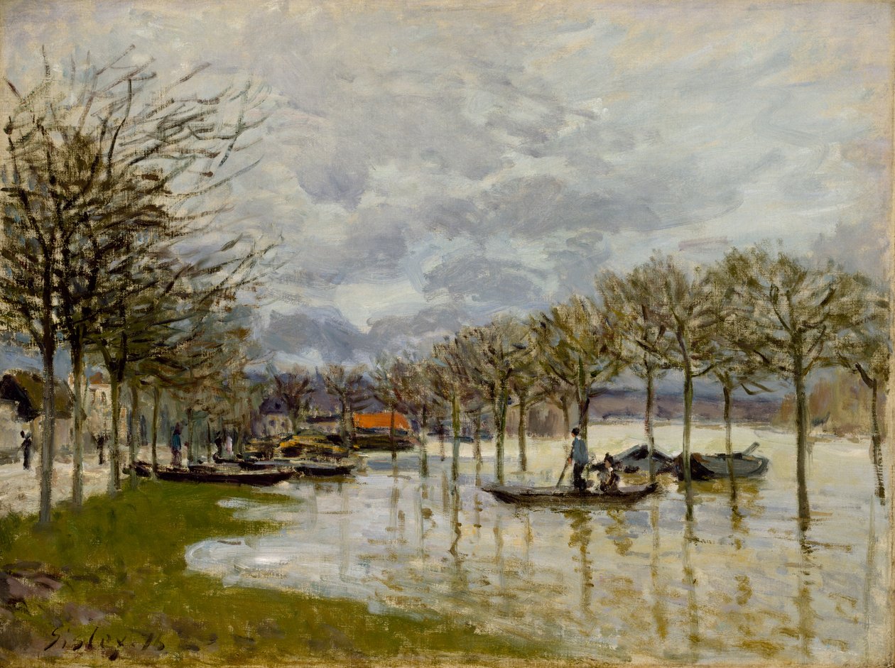 Powódź na drodze do Saint-Germain, 1876 r. autorstwa Alfred Sisley